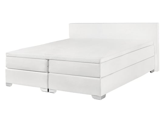 Łóżko do sypialni białe kontynentalne, dwuosobowe, z materacem,140x200 Beliani