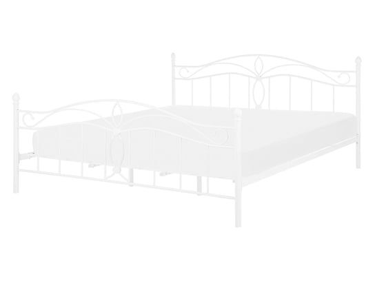 Łóżko do sypialni białe, metalowe, ANTLIA, 140x200 cm Beliani