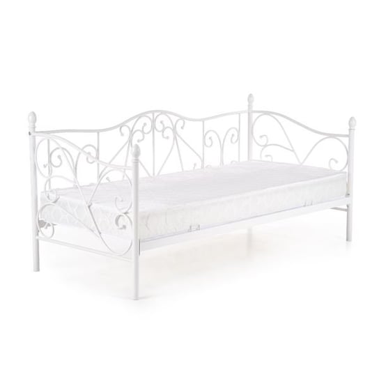 Łóżko do sypialni białe, metalowe, z zagłówkiem, 90x200 Style Furniture