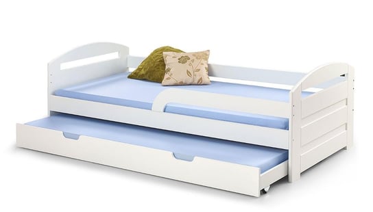 Łóżko do sypialni białe, Sistel, podwójne, 68x96x209 Elior