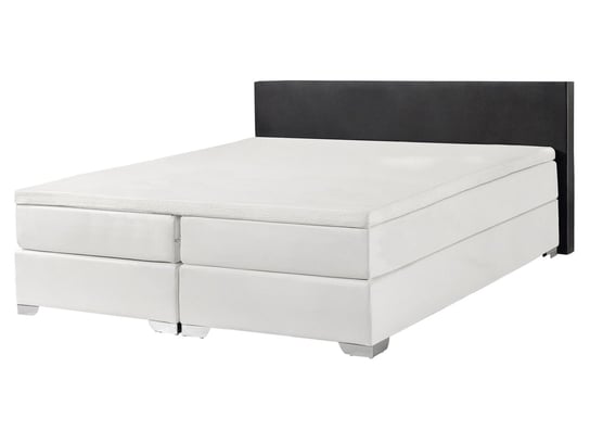 Łóżko do sypialni biało-czarne, kontynentalnelne, 160x200 Beliani