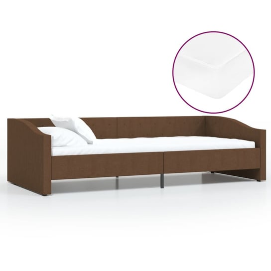 Łóżko do sypialni, brązowe, VidaXL, z materacem i USB, tkanina, 90x200 cm vidaXL