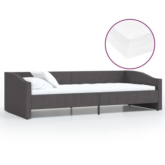 Łóżko do sypialni ciemnoszare, VidaXL, dzienne, z materacem i USB, tkanina, 90x200 cm vidaXL