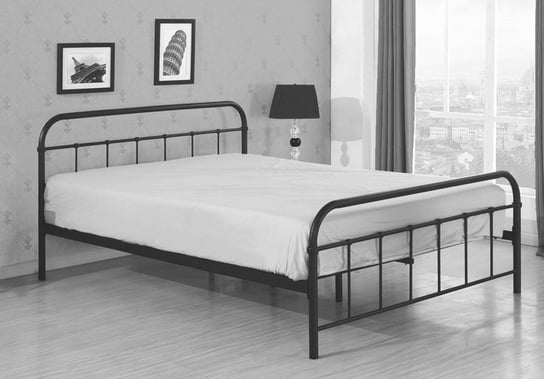 Łóżko do sypialni czarne, jednoosobowe, 93x124x209 Elior