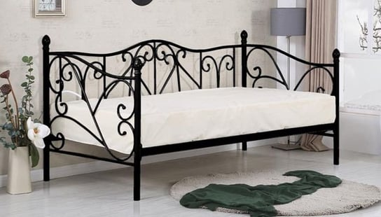 Łóżko do sypialni czarne, pojedyncze, 89x99x210 Elior