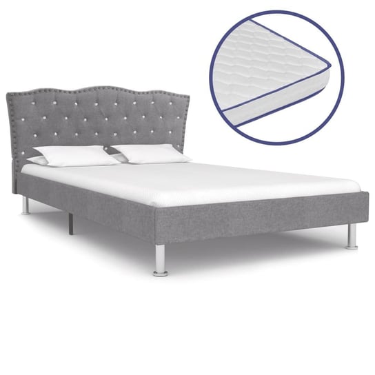 Łóżko do sypialni jasnoszare, VidaXL, z materacem memory, tkanina, 120x200 cm vidaXL