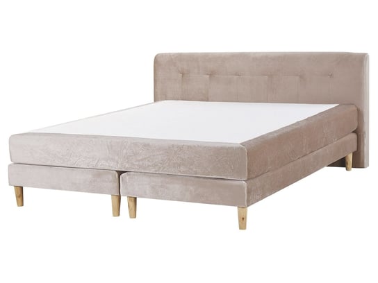 Łóżko do sypialni kontynentalne welurowe beżowe Marquise, 160x200 cm Beliani