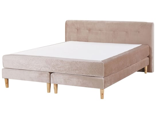 Łóżko do sypialni kontynentalne welurowe beżowe Marquise, 180x200 cm Beliani