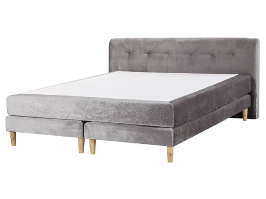 Łóżko do sypialni kontynentalne welurowe szare Marquise, 160x200 cm Beliani