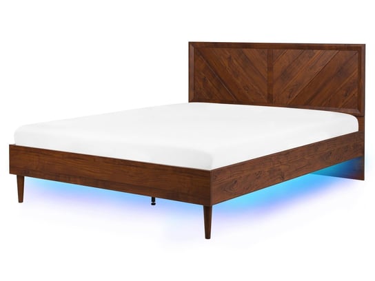 Łóżko do sypialni LED, brązowe, Beliani Mialet, 167x209 cm Beliani