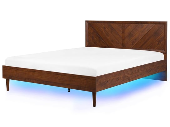 Łóżko do sypialni LED, brązowe, Beliani Mialet, 187x209 cm Beliani