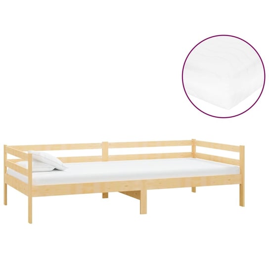 Łóżko do sypialni, lite drewno sosnowe, VidaXL, dzienne, z materacem, 90x200 cm vidaXL