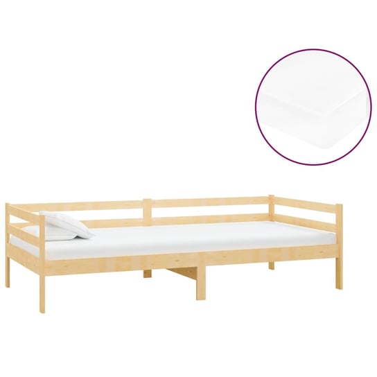 Łóżko do sypialni, lite drewno sosnowe, VidaXL, dzienne, z materacem, 90x200 cm vidaXL