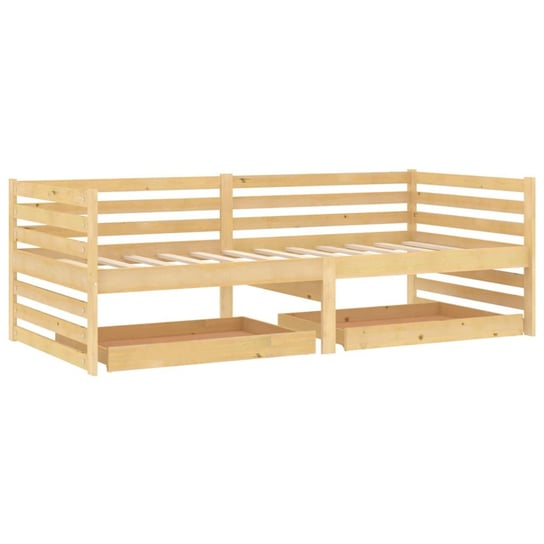 Łóżko do sypialni lite drewno sosnowe, VidaXL, dzienne, z szufladami, 90x200 cm vidaXL