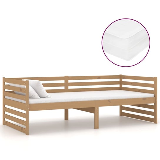 Łóżko do sypialni miodowy brąz, sosnowe, VidaXL, dzienne z materacem, 90x200 cm vidaXL