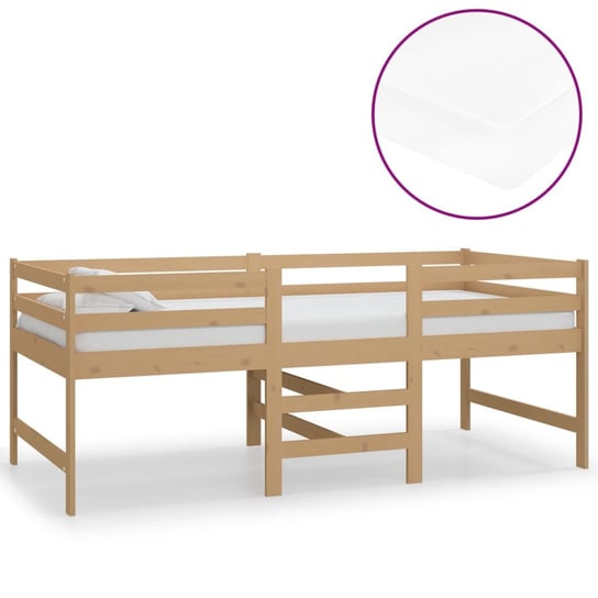 Łóżko do sypialni średniej wysokości, z materacem, drewno sosnowe, VidaXL, 90x200 cm vidaXL