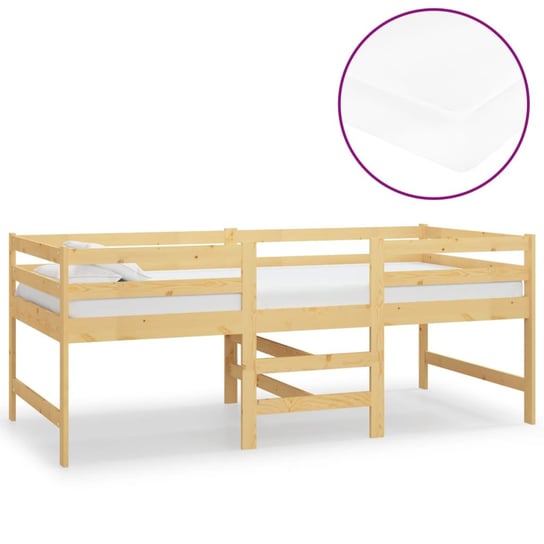 Łóżko do sypialni średniej wysokości, z materacem, jasny brąz, sosna, VidaXL, 90x200 cm vidaXL