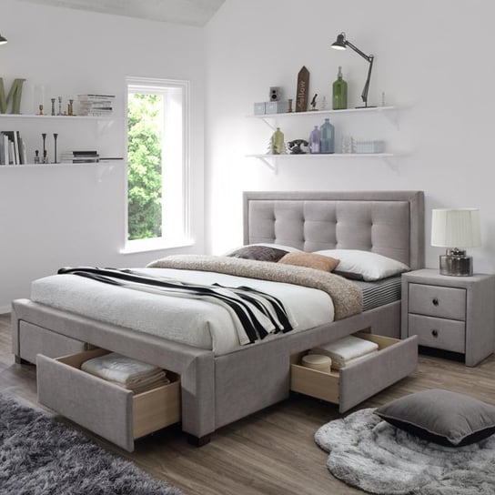 Łóżko do sypialni szare, Style Furniture Eufemia, tapicerowane, 160x200 cm Style Furniture