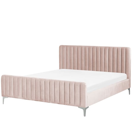 Łóżko do sypialni welurowe różowe Lunan, 160x200 cm Beliani