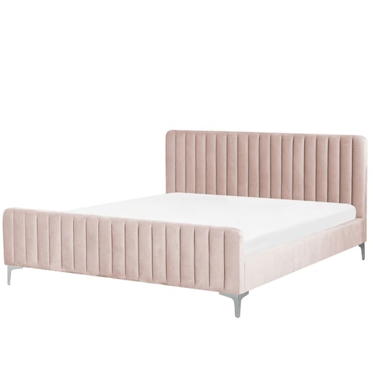Łóżko do sypialni welurowe różowe Lunan, 180x200 cm Beliani