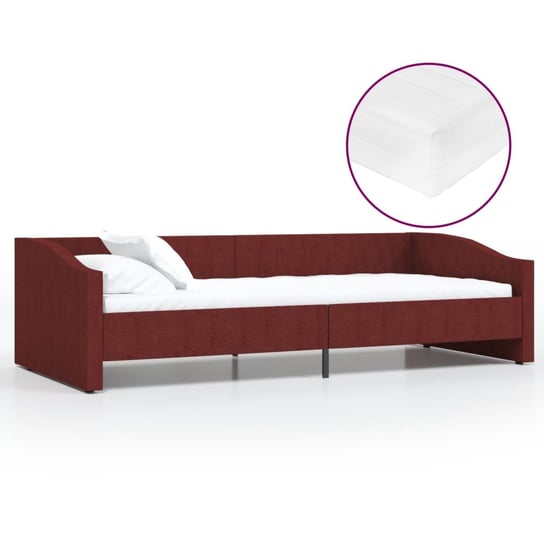 Łóżko do sypialni winna czerwień, VidaXL, dzienne, z materacem, z USB, 90x200 cm vidaXL
