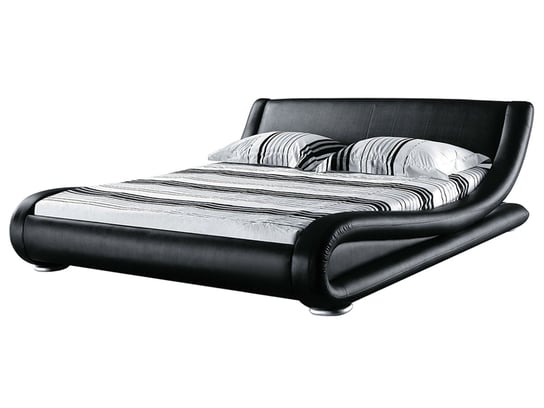 Łóżko do sypialni wodne skórzane, czarne, Beliani Avignon, 193x230 cm Beliani