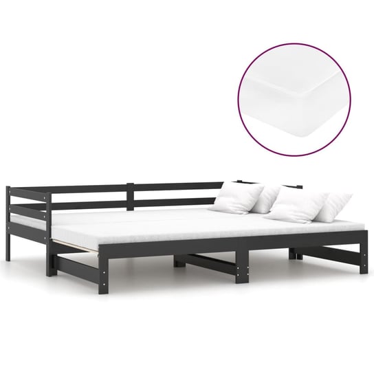 Łóżko do sypialni wysuwane, czarne, lite drewno sosnowe, VidaXL, 2x90x200 cm vidaXL