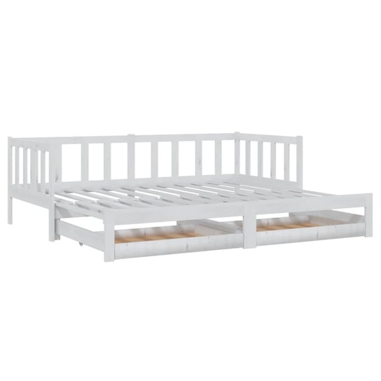 Łóżko do sypialni wysuwane, lite drewno sosnowe, białe, VidaXL, 2x90x200 cm vidaXL