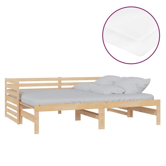 Łóżko do sypialni wysuwane, lite drewno sosnowe, VidaXL, 2x90x200 cm vidaXL