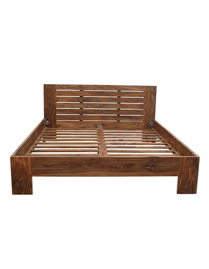 Łóżko drewniane 160x200 Spring PU Brown Palisander Mandallin