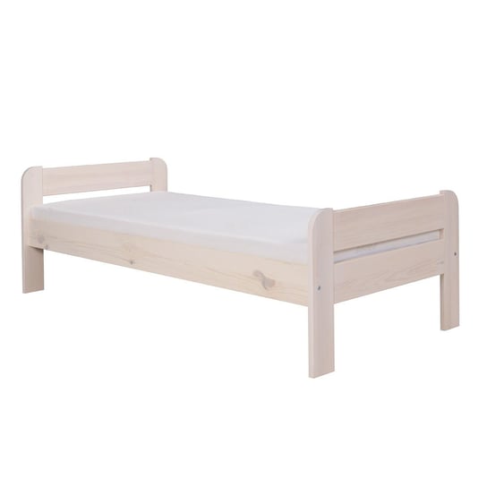 Łóżko drewniane 90x200 ALEX, kolor bielony + stelaż, pojedyncze, lite drewno sosnowe,  MEBLE DOKTÓR producent mebli Meble Doktór
