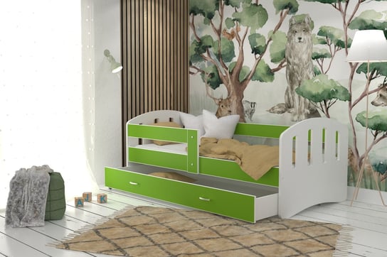 Łóżko dziecięce 160x80 biały zielony HAPPY SpokojneSny