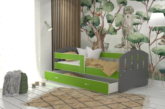 Łóżko dziecięce 180x80 szary zielony HAPPY SpokojneSny