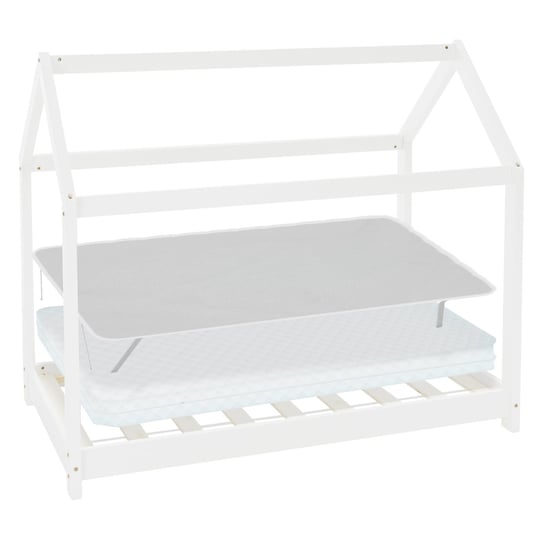 Łóżko dziecięce 70x140 cm białe z drewna sosnowego z materacem i ochraniaczem na materac ML-Design ML-DESIGN
