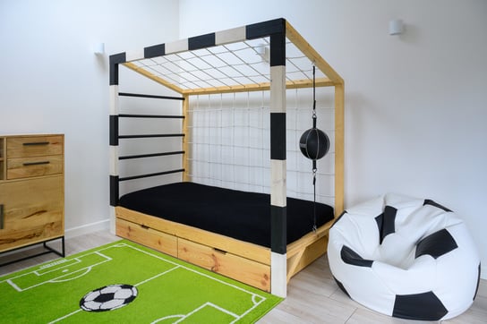 Łóżko dziecięce 90x190 bramka piłkarska dla chłopca i dziewczynki  łóżko drewniane FOOTBALL Paco Design