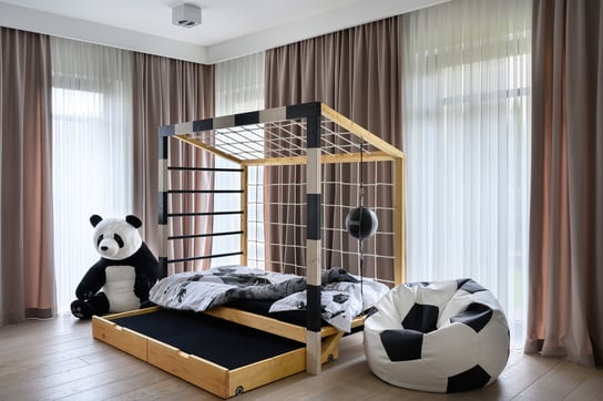 Łóżko dziecięce 90x190 bramka piłkarska dla chłopca i dziewczynki  łóżko drewniane FOOTBALL Paco Design