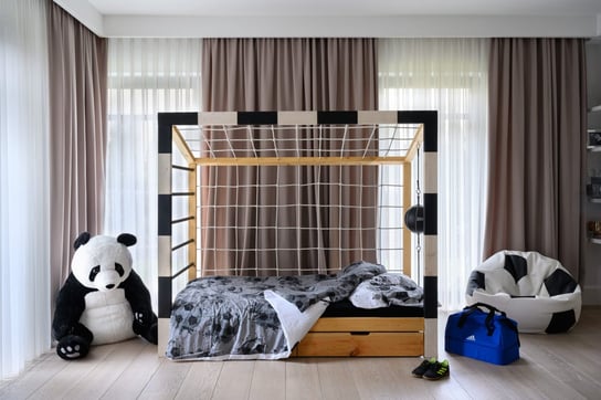 Łóżko dziecięce 90x200 bramka piłkarska dla chłopca i dziewczynki  łóżko drewniane FOOTBALL Paco Design