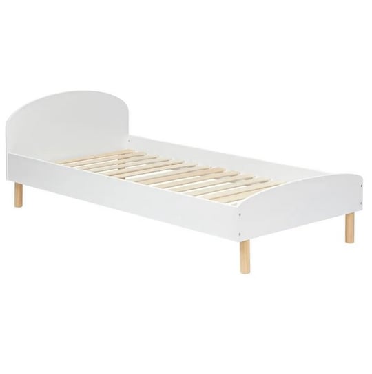 Łóżko dziecięce białe z drewnem 90x190x67 cm MIA home
