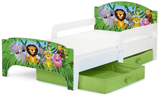 Łóżko dziecięce, drewniane, Safari, Smart, nadruk UV, 140/70 cm Krakpol