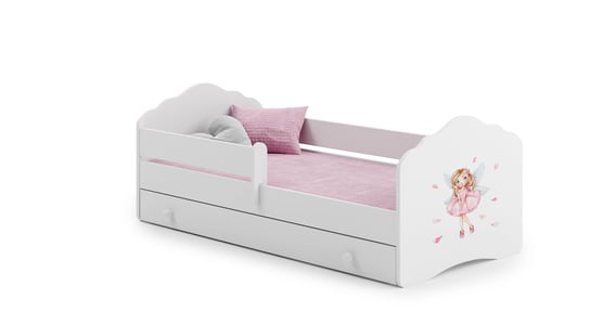 Łóżko dziecięce FALA 140x70 cm z materacem z szufladą biel Kobi