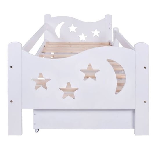 Łóżko dziecięce Lulu Mikołaj, z materacem, białe, 140x70 cm LULU