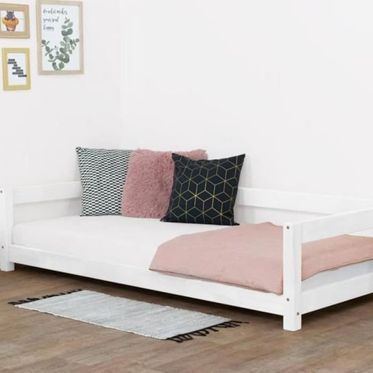Łóżko dziecięce Montessori z białego litego drewna 80 x 160 cm - Benlemi - STUDY - Z szufladami - Skalowalne Inna marka