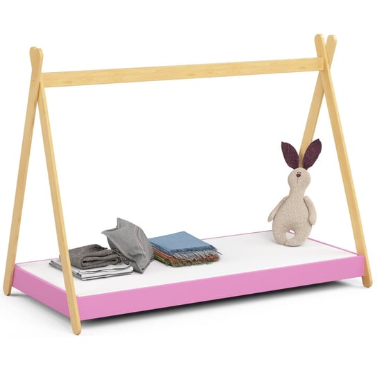 Łóżko dziecięce pojedyncze domek GEM 180x80 cm z materacem - Różowe FABRYKA MEBLI AKORD