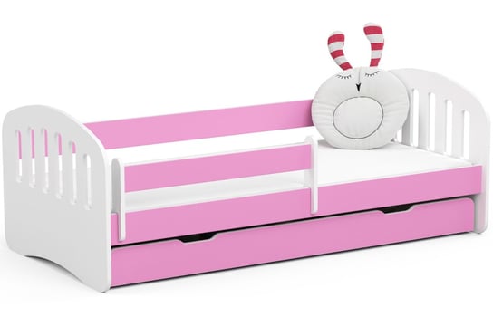 Łóżko dziecięce pojedyncze PLAY 180x80 cm z materacem i szufladą - Różowe FABRYKA MEBLI AKORD