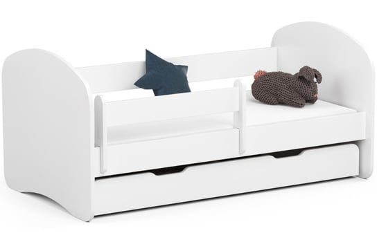 Łóżko dziecięce pojedyncze SMILE 140x70 cm z materacem i szufladą - Białe FABRYKA MEBLI AKORD