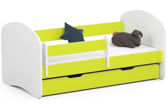 Łóżko dziecięce pojedyncze SMILE 140x70 cm z materacem i szufladą - Limonka FABRYKA MEBLI AKORD
