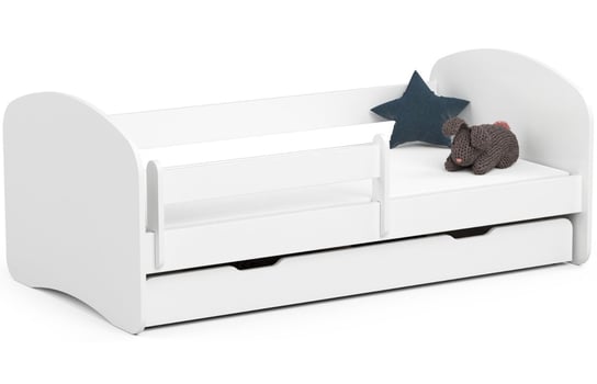 Łóżko dziecięce pojedyncze SMILE 160x80 cm z materacem i szufladą - Białe FABRYKA MEBLI AKORD