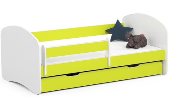 Łóżko dziecięce pojedyncze SMILE 160x80 cm z materacem i szufladą - Limonka FABRYKA MEBLI AKORD