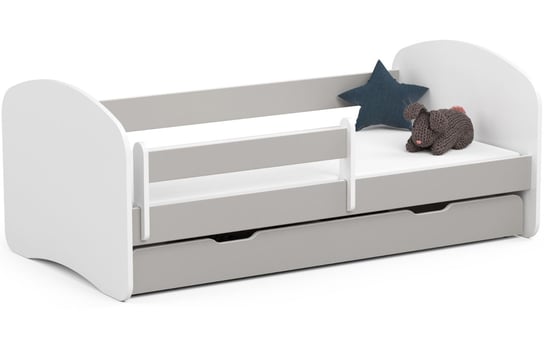 Łóżko dziecięce pojedyncze SMILE 160x80 cm z materacem i szufladą - Szare FABRYKA MEBLI AKORD