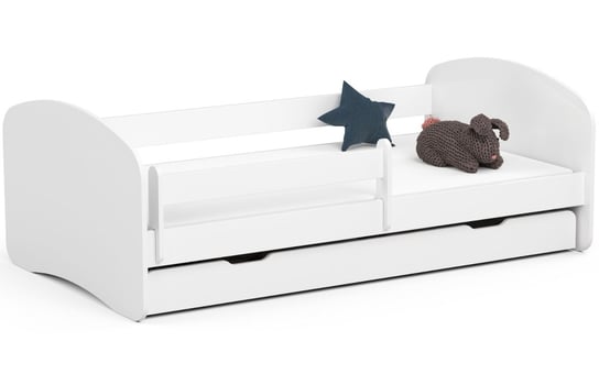 Łóżko dziecięce pojedyncze SMILE 180x90 cm z materacem i szufladą - Białe FABRYKA MEBLI AKORD
